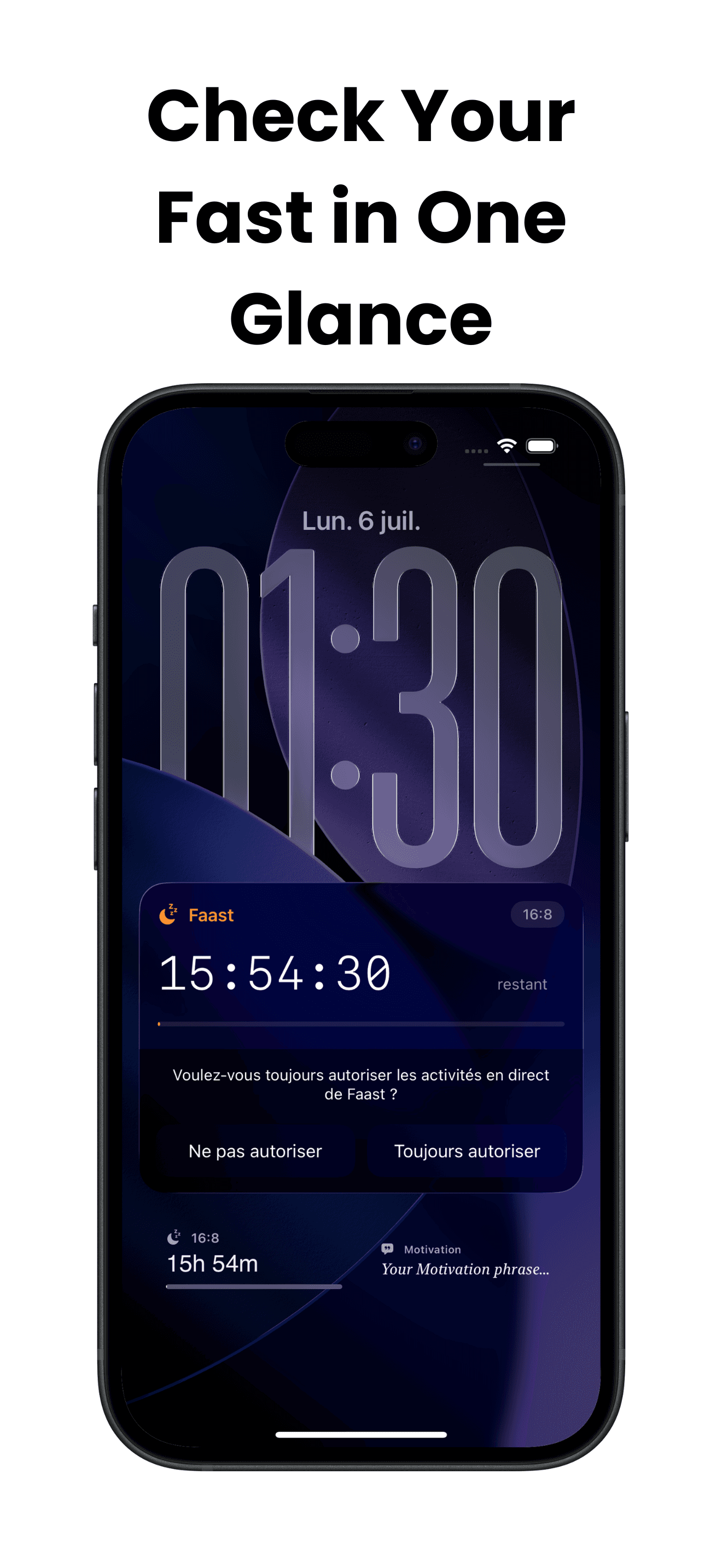 Faast Lock Screen Live Activity showing time remaining in the current fast